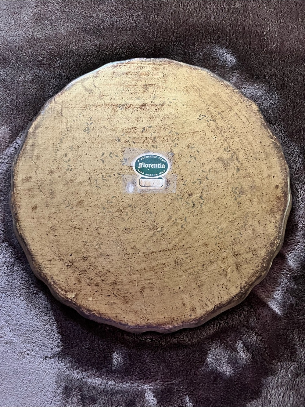 VTG Italian Florentine Round Wooden Tray - Picture 2 of 3